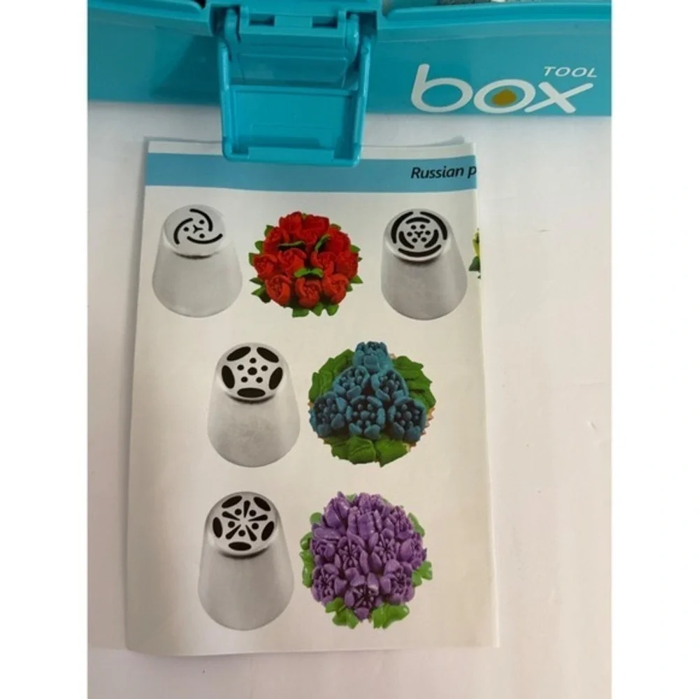 Cake Decorating Kit 100+ Pcs 3-Tier‎ Storage Box Piping Tips Russian Tips Blue